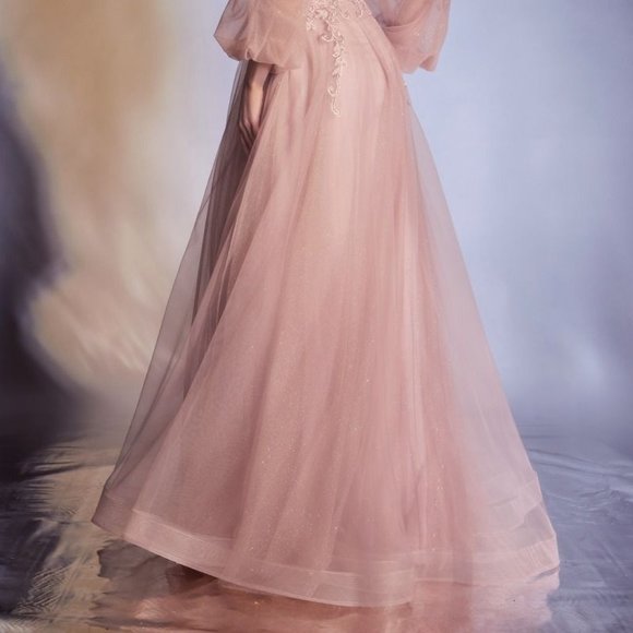 NEW LONG OFF THE SHOULDERS STRAPLESS TULLE DRESS REMOVABLE SLEEVES AND ZIP CD948 - Picture 7 of 10